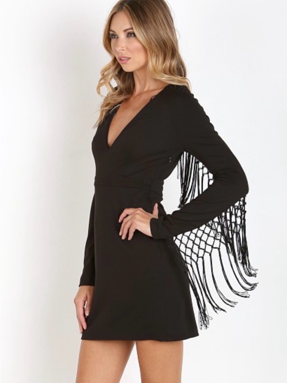 The Jetset Diaries Last Temptation Dress Black Fringe Mini Size Small